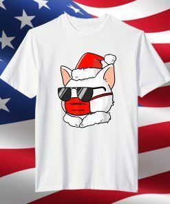 Cute Cat Santa Hat With Face Mask Santa Hat Christmas 2021 T-Shirt