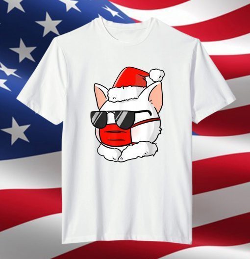 Cute Cat Santa Hat With Face Mask Santa Hat Christmas 2021 T-Shirt