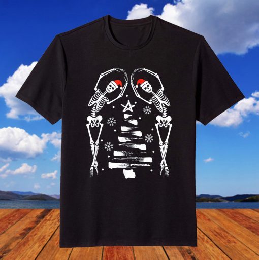 Dancing Skeleton Christmas Dead Inside But Merry Xmas T-Shirt