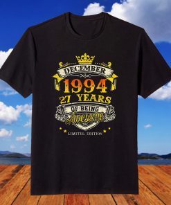 December 1994 27 Years Awesome Birthday Vintage 27th Birthday T-Shirt