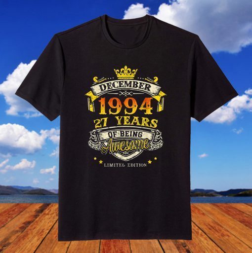 December 1994 27 Years Awesome Birthday Vintage 27th Birthday T-Shirt