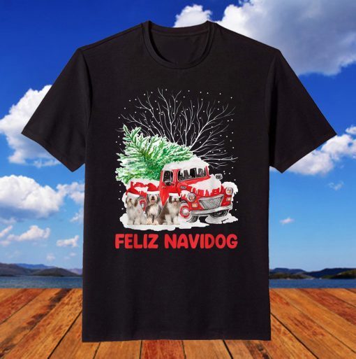 Feliz Navidog Bearded Collie Christmas Dog Lovers T-Shirt