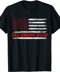 Flag USA Vintage We Wear Red For Red Ribbon Week Awareness Gift Shirt