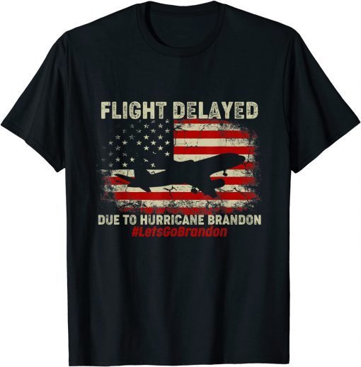 Flight Delayed Due To Hurricane Brandon Lets go Brandon Flag American Unisex Shirt