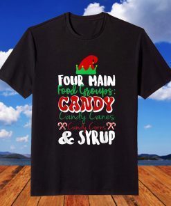 Four Main Food Groups Elf Buddy Christmas Pajama Xmas T-Shirt