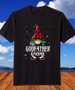 Godfather Gnome Buffalo Plaid Matching Family Christmas T-Shirt