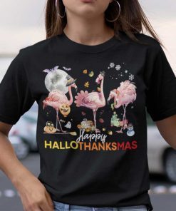 HalloThanksMas Flamingo Unisex Shirt