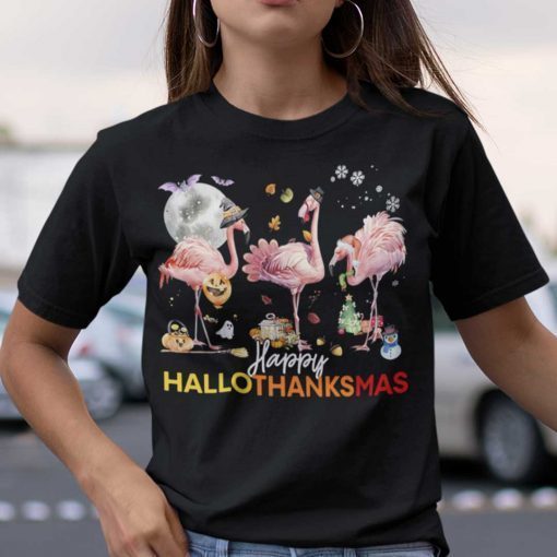 HalloThanksMas Flamingo Unisex Shirt