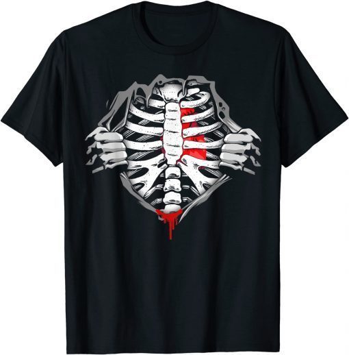 Halloween Skeleton Ribcage Zombie Costume Unisex Shirt