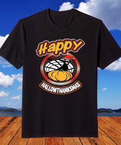 Happy Hallothanksmas, Cats, Halloween Thanksgiving Christmas T-Shirt