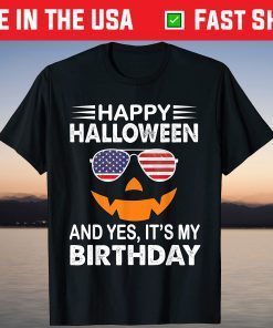 Happy Halloween Birthday Pumpkin Flag T-Shirt