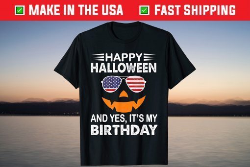 Happy Halloween Birthday Pumpkin Flag T-Shirt