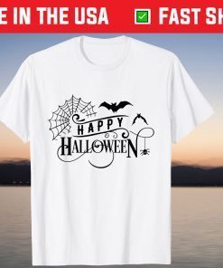 Happy Halloween Party Trick or Treat Bat and Spiders T-Shirt