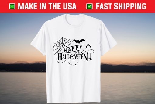 Happy Halloween Party Trick or Treat Bat and Spiders T-Shirt