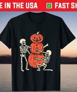 Happy Halloween Skeleton And Pumpkin T-Shirt