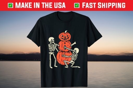 Happy Halloween Skeleton And Pumpkin T-Shirt