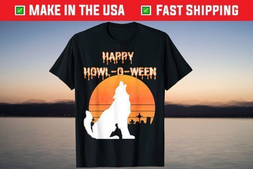 Happy HowlOWeen Moonlight Wolf Howling T-Shirt