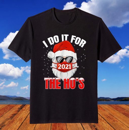 I Do It For The Ho's Santa Face Mask Hat Christmas T-Shirt