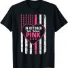 In October We Wear Pink USA Flag Pink Ribbon Breast Cancer Gift Shirt