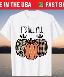 It's Fall Yall Leopard Pumpkin Thanksgiving Tee Shirt