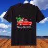Jack Russell Terrier Dog Riding Red Truck Christmas T-Shirt