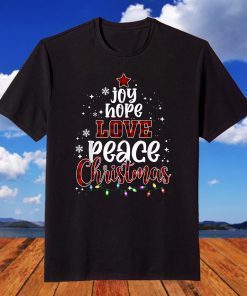 Joy Hope Love Peace Christmas Buffalo Plaid Christmas Pajama Gift T-Shirt