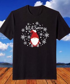 Let It Snow Gnomes In Red And Snowflake Merry Christmas T-Shirt