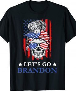 Let's Go Brandon Chant Messy Bun America Flag Classic Shirt