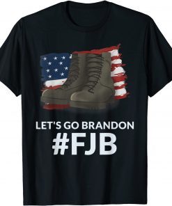 Let's Go Brandon Fake News Biden Chant American Flag Boots T-Shirt