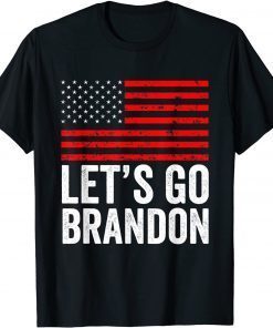 Let's Go Brandon Joe Biden Red Distressed US Flag Classic Shirt