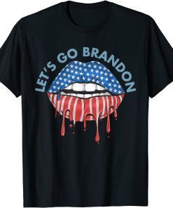 Let's Go Brandon Lips US Flag Gift Shirt
