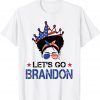 Let's Go Brandon Messy Bun America Flag USA crown Head Gift Shirt