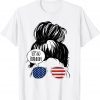 Let's Go Brandon Messy Bun for USA America Flag Gift Shirt