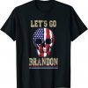 Let's Go Brandon, Skull American Flag, Skull USA Gift Shirt