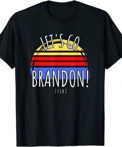 Let's Go Brandon Vintage Distressed Yellow Red Blue Sunset Unisex Shirt