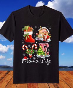 Love Mama Life Candy canes Santa Sock Christmas T-Shirt