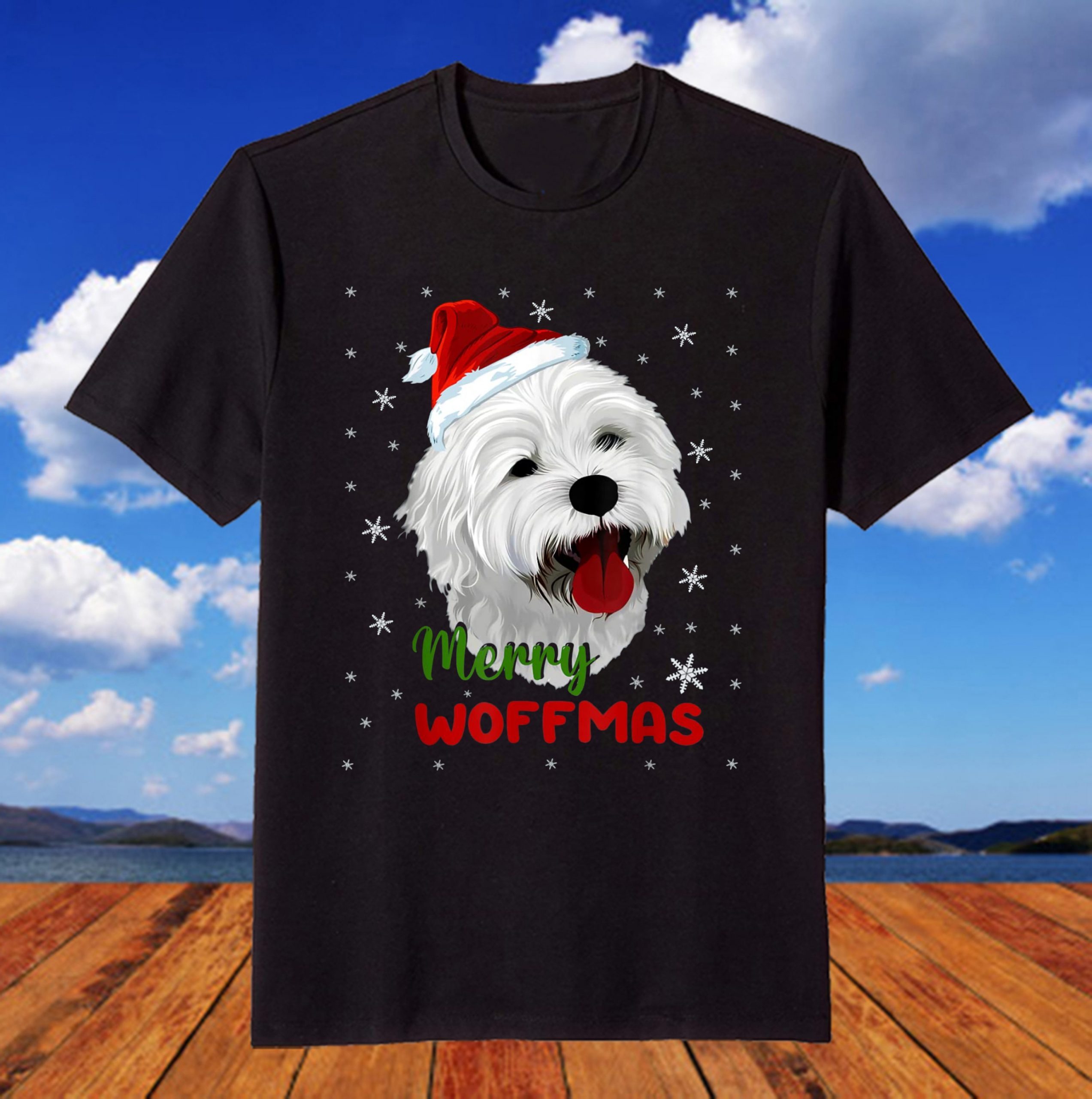 Maltese Dog Christmas Merry Woffmas Tee Shirt Maltese Dog Christmas Merry Woffmas Tee Shirt