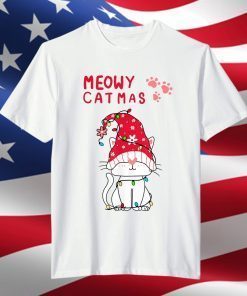 Meowy Catmas Cat Tree Xmas Light Christmas T-Shirt