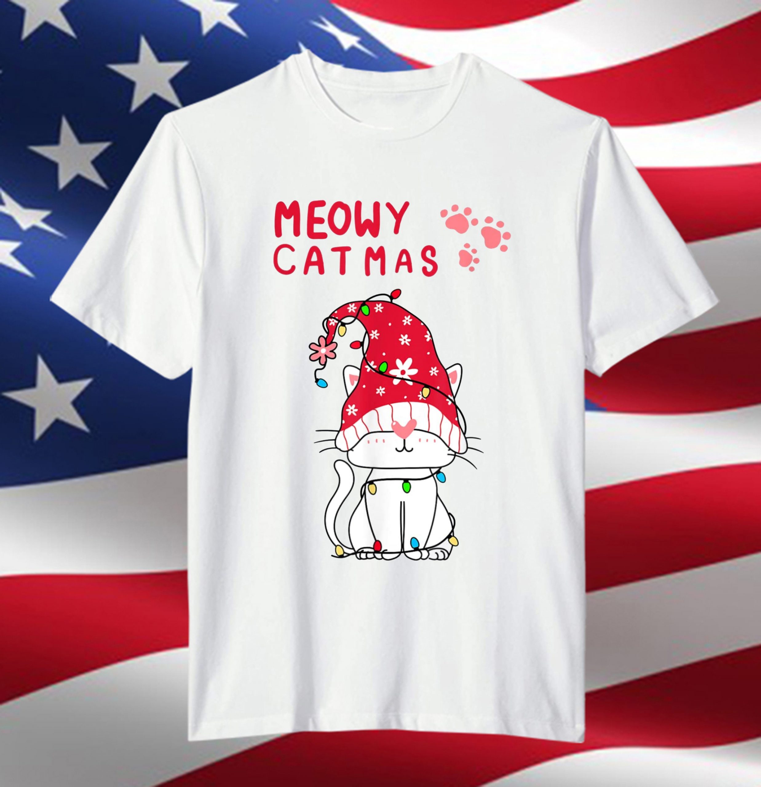 Meowy Catmas Cat Tree Xmas Light Christmas T-Shirt Meowy Catmas Cat Tree Xmas Light Christmas T-Shirt