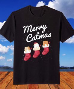 Merry Catmas Christmas Cats In Socks Kitty Cat Lover T-Shirt