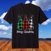 Merry Christmas Buffalo Plaid Christmas Trees T-Shirt