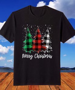 Merry Christmas Buffalo Plaid Christmas Trees T-Shirt