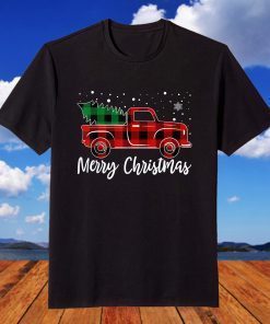 Merry Christmas Buffalo Truck Tree Red Plaid T-Shirt