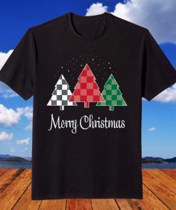 Merry Christmas Plaid Trees XMAS T-Shirt