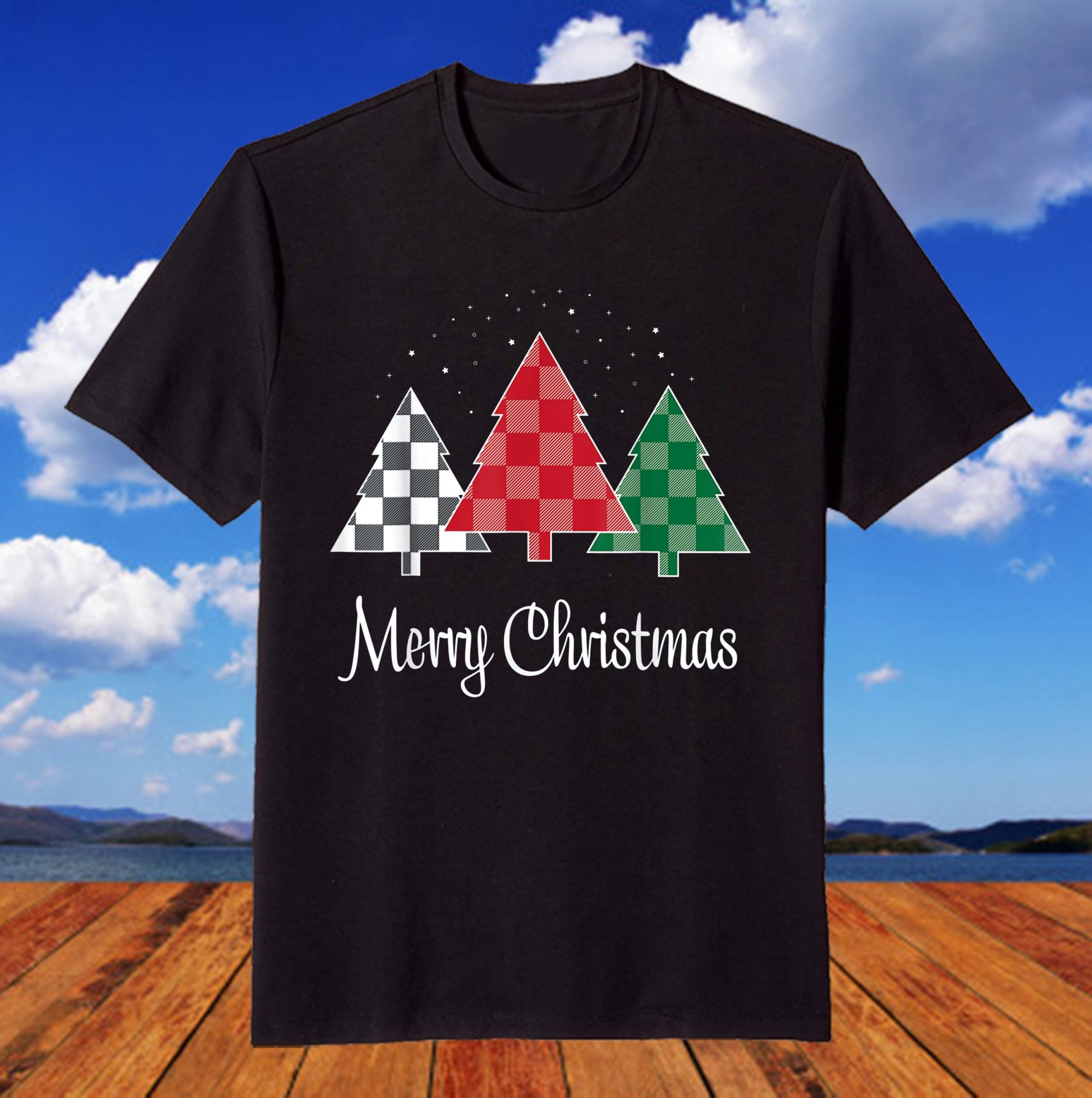 Merry Christmas Plaid Trees XMAS T-Shirt Merry Christmas Plaid Trees XMAS T-Shirt