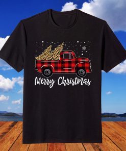 Merry Christmas Red Buffalo Plaid Truck Tree T-Shirt