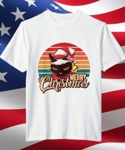 Merry Christmas Retro Vintage Cat Lover T-Shirt