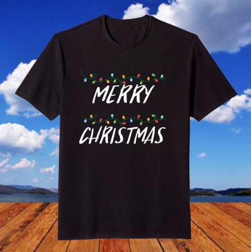 Merry Christmas Sparkling Lights Cool Christmas T-Shirt