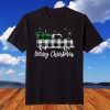 Merry Christmas White Buffalo Plaid Truck Tree T-Shirt
