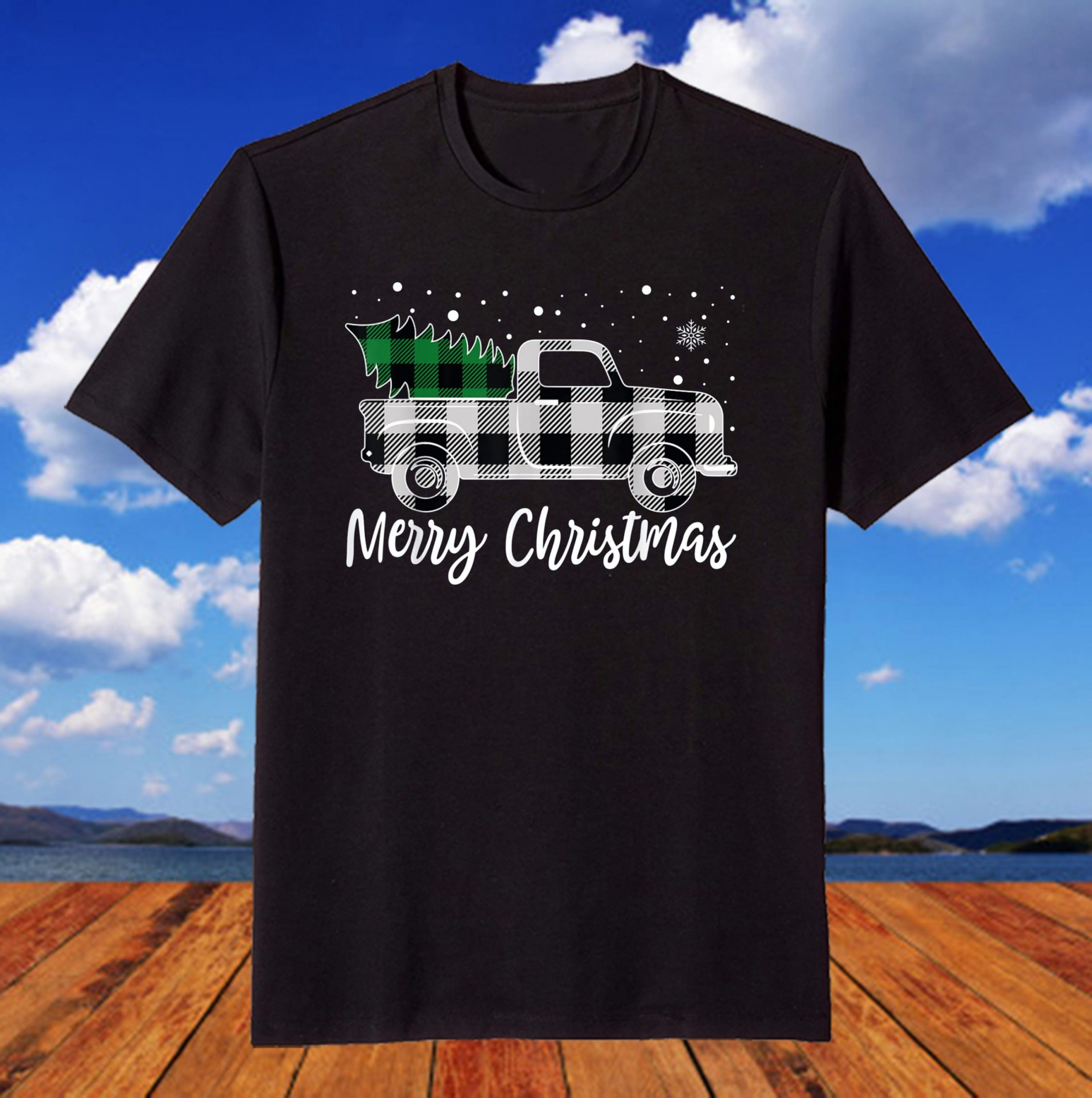 Merry Christmas White Buffalo Plaid Truck Tree T-Shirt Merry Christmas White Buffalo Plaid Truck Tree T-Shirt